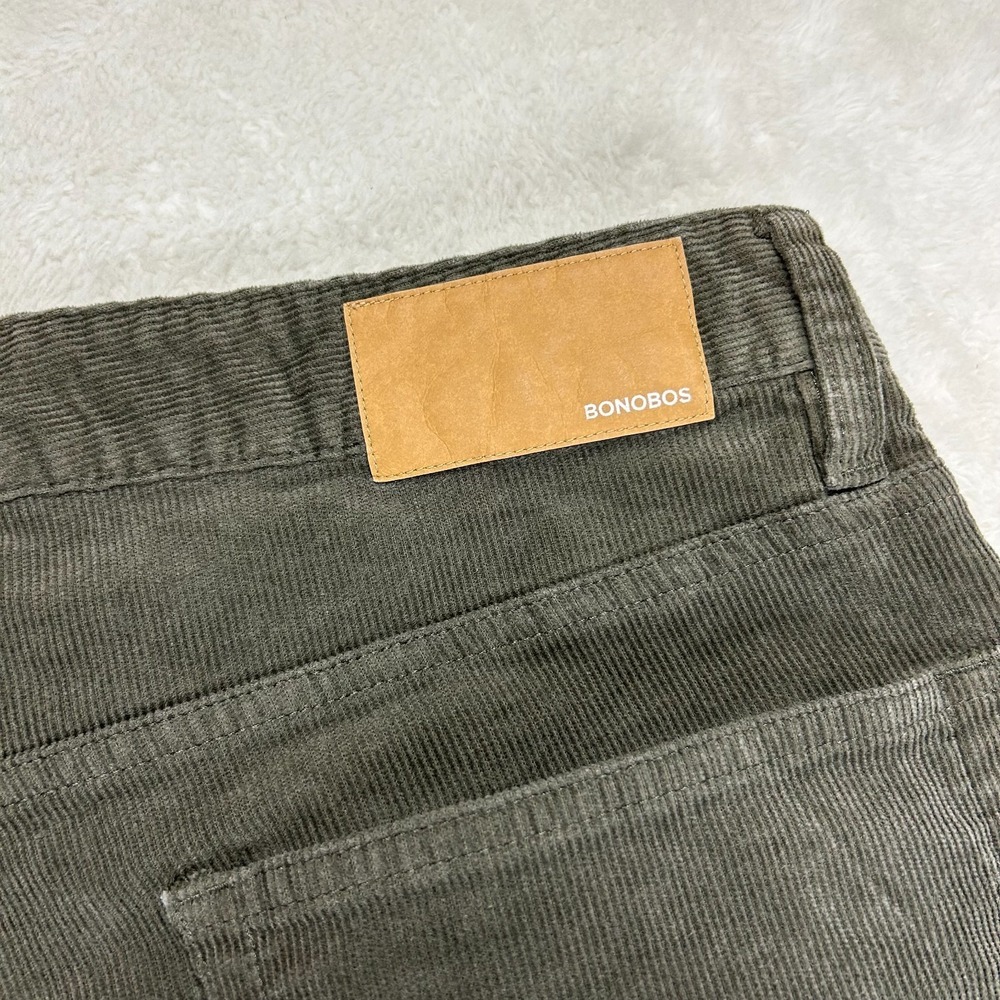 Bonobos Corduroy Pants Mens 33x30 Olive Green Slim Athletic Straight Fit Casual - Picture 7 of 16